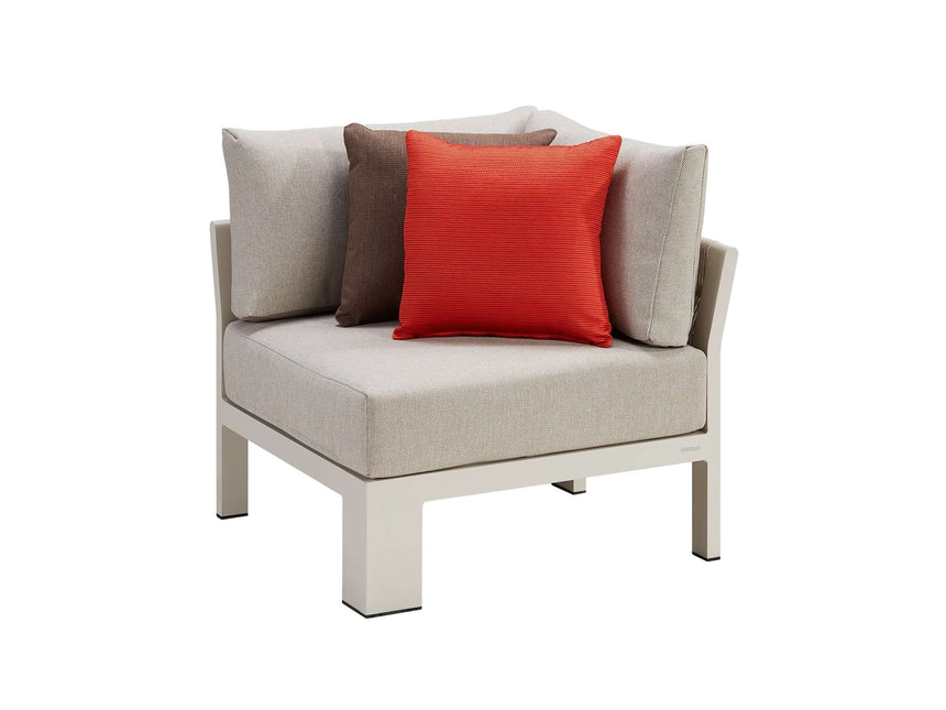 Conjunto de sofá esquinero de jardín Higold Borromeo de 5 plazas, color topo