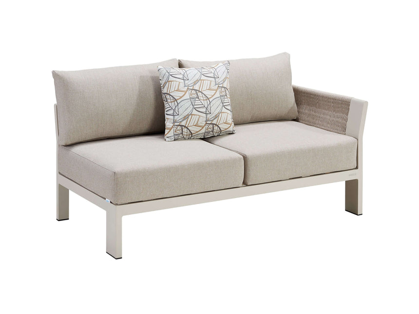 Conjunto de sofá esquinero de jardín Higold Borromeo de 5 plazas, color topo