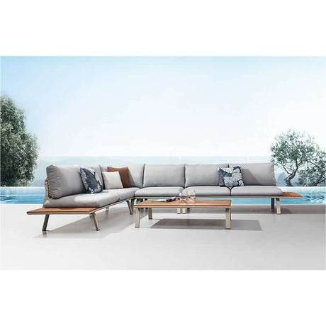 Conjunto de sofá esquinero de jardín de 5 plazas Higold Punto, beige