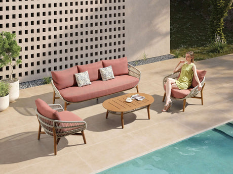 Conjunto de sofás de jardín de 5 plazas Higold Vasca, color coral