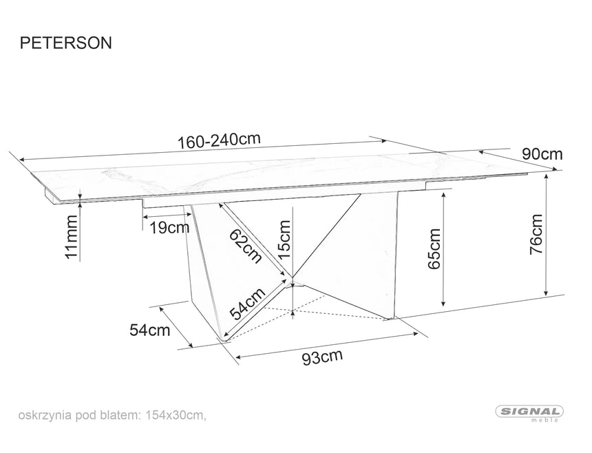 Mesa de comedor Peterson Ceramic Statuario Venato