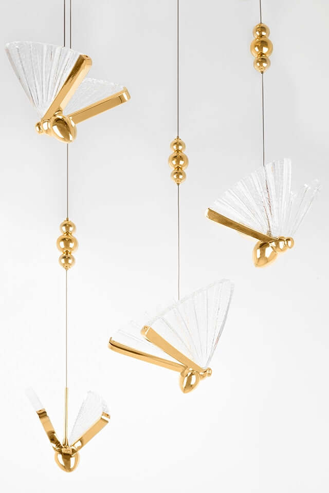 Lámpara colgante Butterfly Disc 5 dorada