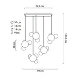 Lámpara colgante Capri Line 5 dorada – 300 LED, aluminio, cristal