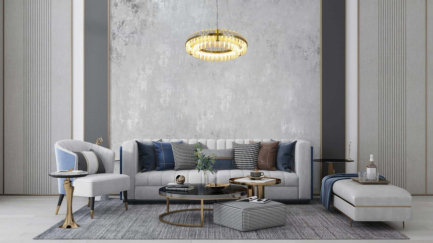 Saturnus 47 Duo függőlámpa arany – LED, kristály, csiszolt acél