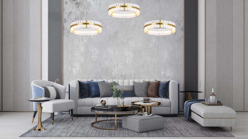 Saturnus 47 függőlámpa arany – LED, kristály, csiszolt acél