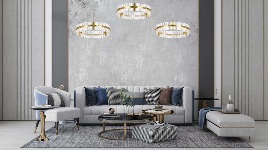 Saturnus 47 függőlámpa arany – LED, kristály, csiszolt acél