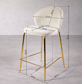 Taburete de bar cómodo KL Lily de 65 cm en color crema