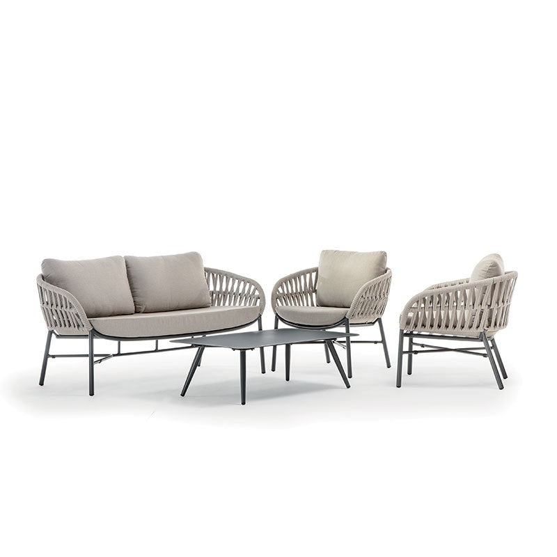 Conjunto de jardín Grattoni Tahiti para 4 personas en beige