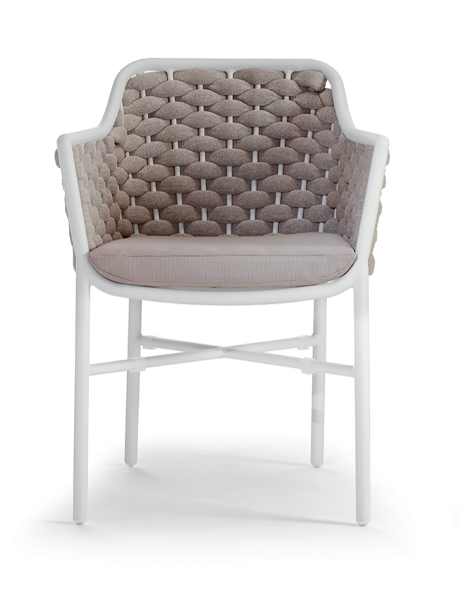 Silla de patio exterior Grattoni Panama blanco/beige